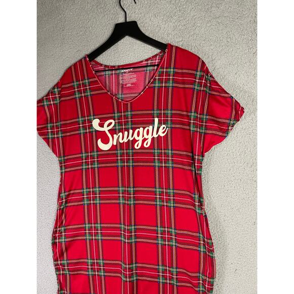 Joyspun Women's Red Plaid Snuggle Nightgown‎ Pajama Shirt Size Small Soft Lounge - Picture 7 of 7